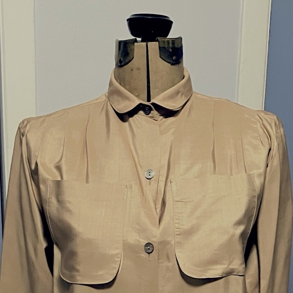 Stunning Vintage Benny Ong London Beige 100% Silk Blouse - Picture 6 of 15